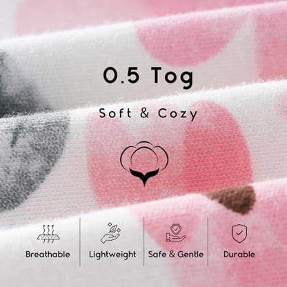 Yoofoss Baby Sleep Sack 6-12 Month 0.5TOG 100% Organic Cotton 2-Way Zipper
