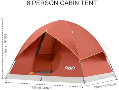 unp 6 Person 4 Season Dome Tent, Easy to Set Up for Camping & Hiking, Lightweight & Portable, Green