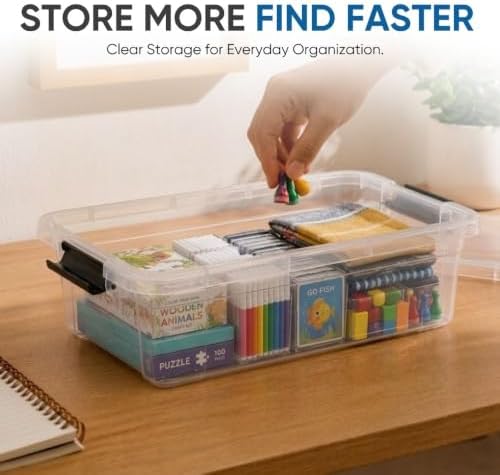 Superio 13.7 Quart Clear Plastic Storage Bin with Lid, Stackable Organizer Box, BPA-Free Storage Container for Home, Garage, School & Office, 1 Pack
