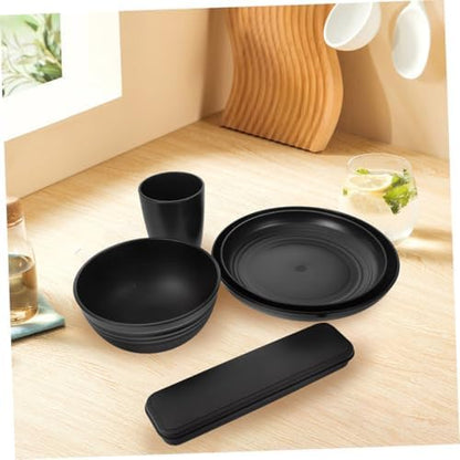 Black Reusable PP Dinnerware Set Xmas for Picnic Camping 4 Sets