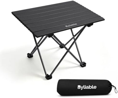 Byliable Camping Side Folding Table, Portable Camp Aluminum Table, Black