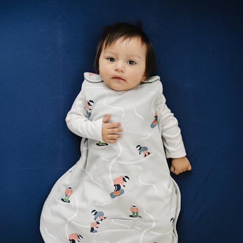 Woolino 4 Season Ultimate Baby Sleep Sack – Merino Wool & Organic Cotton Baby Sleep Bag, Universal Size Wearable Blanket, Adjustable Sleep Sack for Baby 2–24 Months - Snowboarder