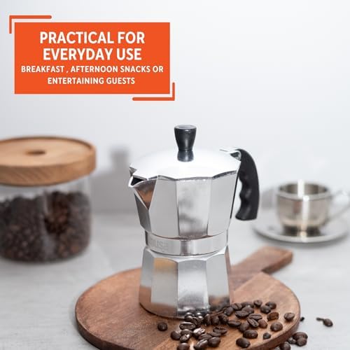 IMUSA USA B120-41V Aluminum Espresso Stovetop Coffeemaker 1-cup, Silver