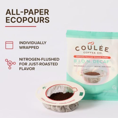 Coulée EcoPour B.I.O.N. Decaffeinated Coffee, Single Serve, 20 Pack