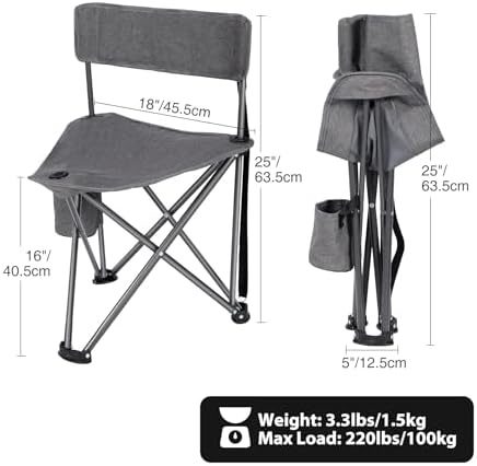 REDCAMP 2 Pack Tripod Camping Chairs Folding Lightweight