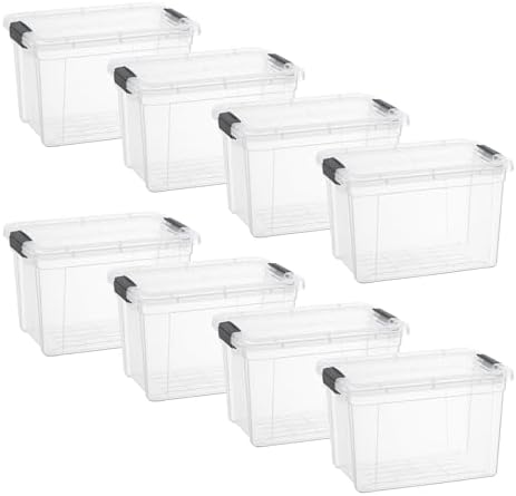 Superio 8.7 Quart Clear Plastic Storage Boxes with Lids, Stackable Organizer Containers, BPA-Free Storage Bins for Home, Office, School & Dorm, 8 Pack
