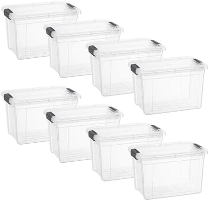 Superio 8.7 Quart Clear Plastic Storage Boxes with Lids, Stackable Organizer Containers, BPA-Free Storage Bins for Home, Office, School & Dorm, 8 Pack