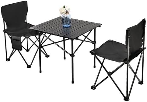 Camping Table with 2 Chairs, Portable Folding Picnic Table Set