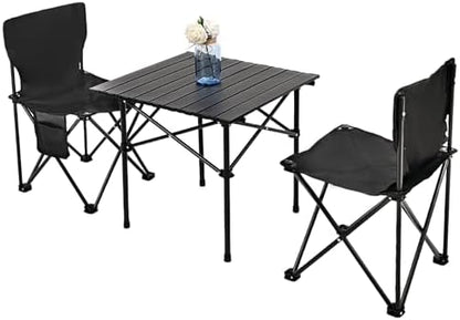 Camping Table with 2 Chairs, Portable Folding Picnic Table Set