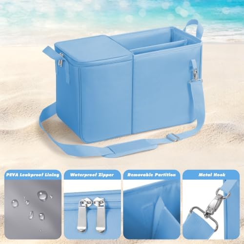 Cooler Organizer Insert Compatible with Bogg Bag XL, Leak-Proof Ice Chest Beach Bag with Removable Divider, Zippered Pouch, Portable Travel Organizer for Beach, Picnic, Camping, Pool