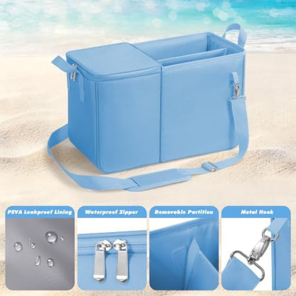 Cooler Organizer Insert Compatible with Bogg Bag XL, Leak-Proof Ice Chest Beach Bag with Removable Divider, Zippered Pouch, Portable Travel Organizer for Beach, Picnic, Camping, Pool