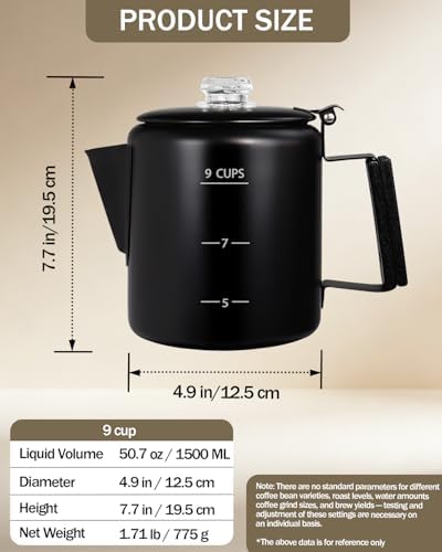 Coffee Maker 9 Cup Coffee Percolator 304 Stainless Steel Pot