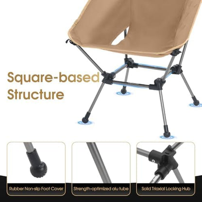 MOON LENCE Portable Camping Chair Plus, Larger & Roomier, Compact and Lightweight, Folding Chair for Backpacking Hiking Beach, Ultralight Camp Chair 330Lbs Capacity