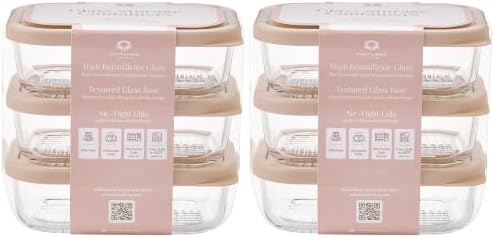 Glass Food Storage Containers with Lids — 12 Piece — 17.6 oz Glass with BPA-Free Leak Resistant Stackable Lids — Microwave, Oven & Dishwasher Safe — Ideal for Meal Prep & More - Cashew Cream