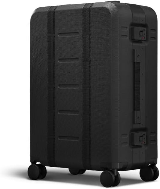 D_b_ Ramverk Pro Medium Check-In 25 Inch Hardside Luggage Extra Protection Aluminum Frame, Silent 360 Spinner Wheels, TSA Lock, Interior Laptop Compartment - Black Frame/Black