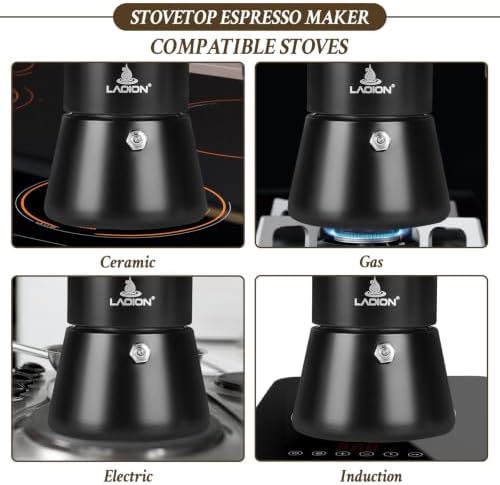 LAOION Stovetop Espresso Maker, 12Cup 17.5 oz Moka Pot, Stainless Steel