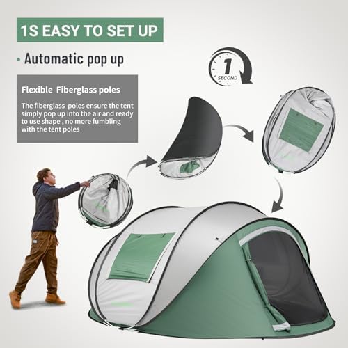 EchoSmile Instant Pop Up Camping Tent, 2/4/6 Person Easy Setup Tent