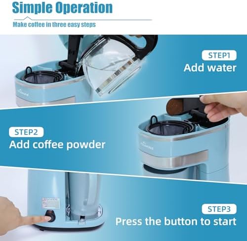 Single Serve Coffee Maker, 15oz Portable One Cup Coffee Brewer