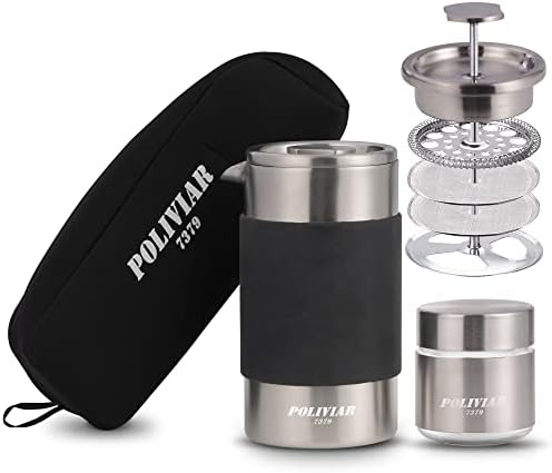 POLIVIAR French Press Coffee Maker, 12 oz