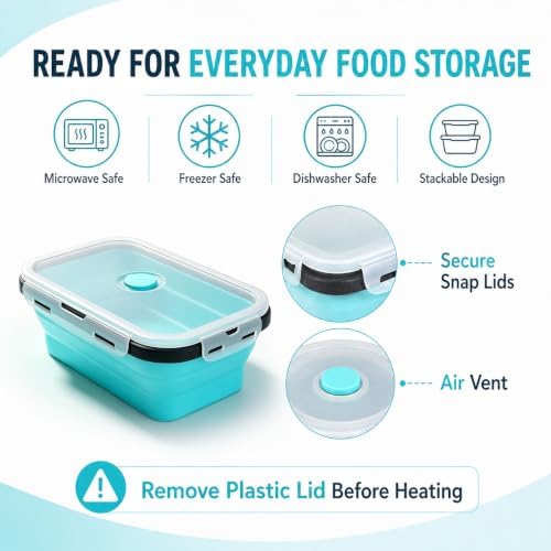 Guyuyii 4 Pack Space-Saving Collapsible Food Storage Containers with Lids