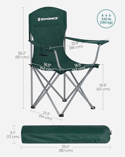 SONGMICS Set of 2 Folding Camping Chairs, Max. Load Capacity 330.7 lb