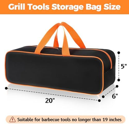 Grill Utensil Storage Bag for Outdoor Grilling, 20 x 6 x 5 in, Black