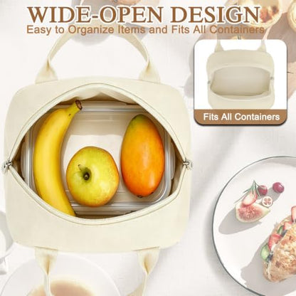 FlowFly Insulated Lunch Cooler Bag - Tote Bag Organizer for Women/Men, Beige