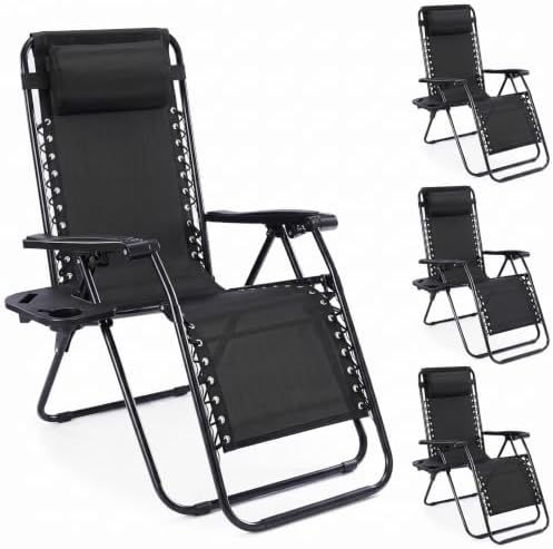 NEWBULIG Zero Gravity Chairs Set of 4, Folding Lounge Recliner Chair