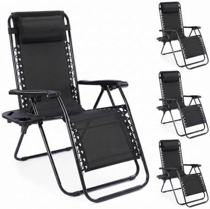 NEWBULIG Zero Gravity Chairs Set of 4, Folding Lounge Recliner Chair