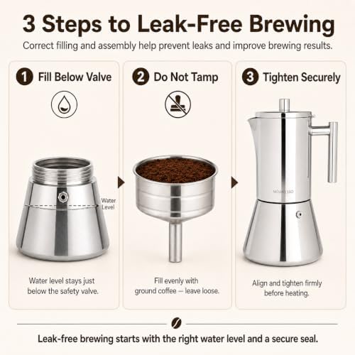 Mixpresso 9 Cup Stainless Steel Moka Pot Stovetop Espresso Coffee Maker