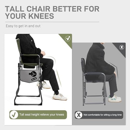 EVER ADVANCED Portable 30.7" Seat Height Tall Camping Directors Chair