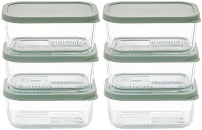 DURA LIVING Glass Food Storage Containers with Lids — 12 Piece — 24.4 oz Glass with BPA-Free Leak Resistant Stackable Lids — Microwave, Oven & Dishwasher Safe — Ideal for Meal Prep & More - Soft Sage