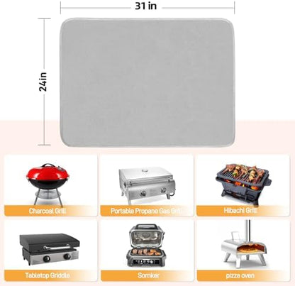 Heat Resistant Mats for Countertop fits Tabletop Grill, 31x24x0.02in, Grey