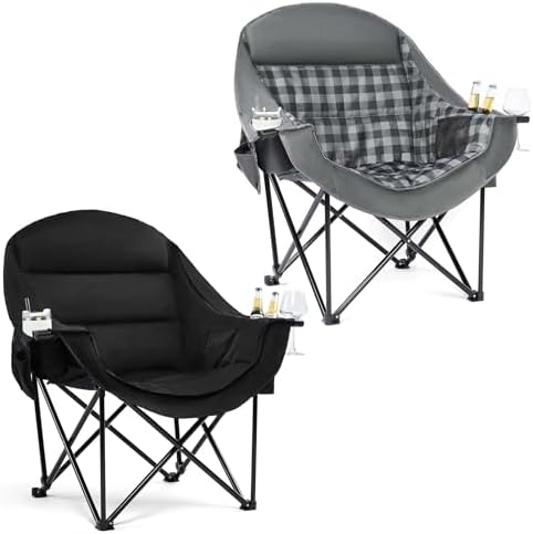 Oversized Camping Chair for Adults 2 Pack - Heavy Duty Outdoor Padded Chair
