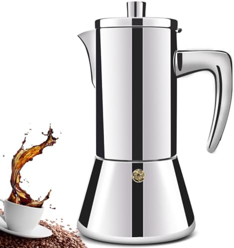 4 Cup Thickened 304 Stainless Steel Moka Pot Stovetop Espresso Maker Cafeteras Italian Percolator Espress Makers Capable Greca Mocha Coffee Machine for Induction Home and Camping 200ml 6.6oz