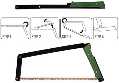 AGAWA - BOREAL24-24 Inch Folding Saw with All-Purpose Saw Blade - Camping Gear For Hiking, Fishing, Hunting, Bushcraft & Survival Kit (Black Frame/Green Handle)