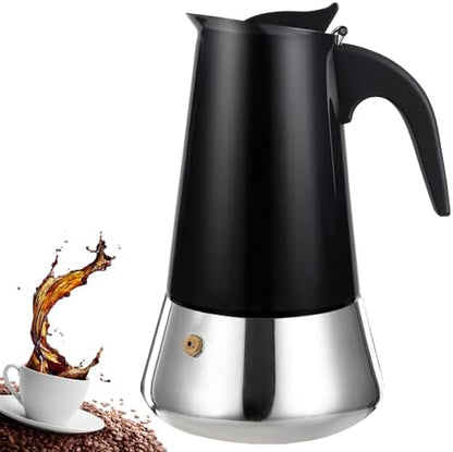 9 Cup Stovetop Espresso Maker Stainless Steel Moka Pot Stove Top Percolator Italian Coffee Makers Capable Mocha Greca Machine Cafe Classic Induction Cookers for Home and Camping 450ml 15oz