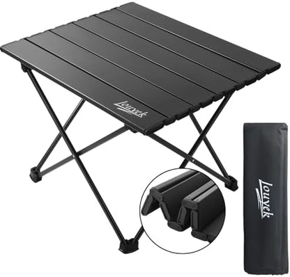 JOUYEK Small Camping Table Ultralight Aluminum Folding Portable Table Black