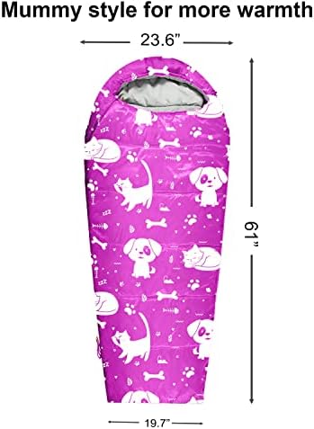 KidzAdventure Mummy Style 32 – 59F Kids Sleeping Bag with Pillow Sleeve, 4 Season, Lightweight and Backpacking Style, Ideal for Camping, Sleepover, Boys, Girls, and Youth