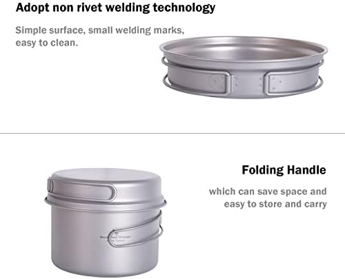 iBasingo Titanium Camping Cookware Ultralight Backpacking Pot Pan Set