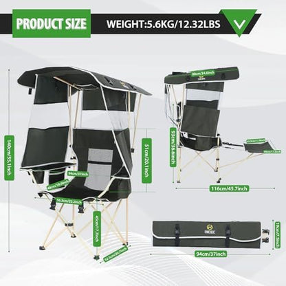 Nice C Canopy Chair with Footrest, Umbrella Camping Chair (2 Pack)