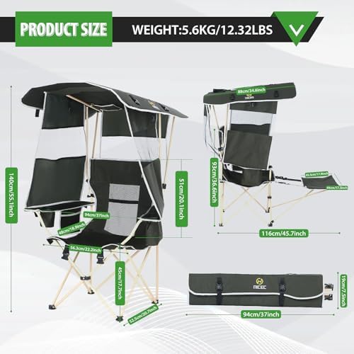 Nice C Canopy Chair with Footrest, Umbrella Camping Chair (1 Pack)