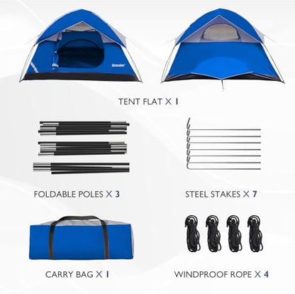 Camping Tent, Waterproof 2/3/4 Person Tents for Camping, Lightweight Easy Set Up Outdoor Hiking Tent Backpacking Tent with Carry Bag, Backpack Tent Suit for Family Beach Hiking Travel