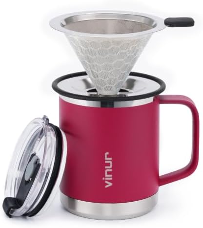 VINUR Insulated Pour Over Coffee Maker-12 oz Stainless Steel Coffee Maker