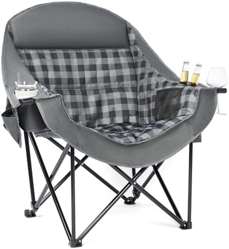 Oversized Camping Chairs for Adults - Heavy Duty Padded Outdoor Camp Chair