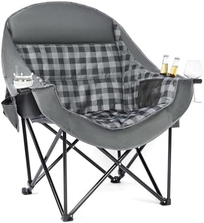 Oversized Camping Chairs for Adults - Heavy Duty Padded Outdoor Camp Chair