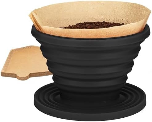COLETTI Sierra Camping Pour Over Coffee Dripper — Collapsible Pour Over Coffee Dripper — Includes Pack of Paper Filters [Black, Pack of 1]