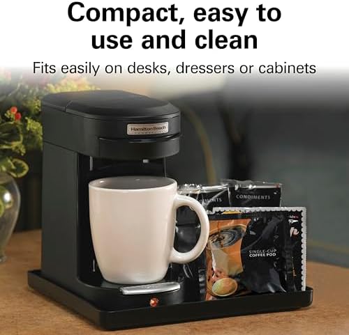 Hamilton Beach Commercial 1 Cup Pod Coffeemaker, Black, Single Serve Coffee Brewer, HDC200B