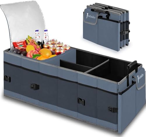 Trunk Organizer and Storage with Built-In Insulated Leak Proof Cooler Bag
