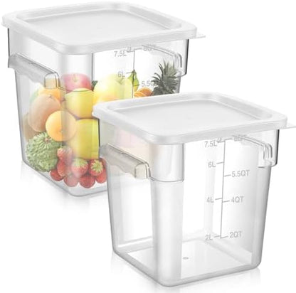 FoldTier 2 Pcs Square Food Storage Containers, White, 8 Qt